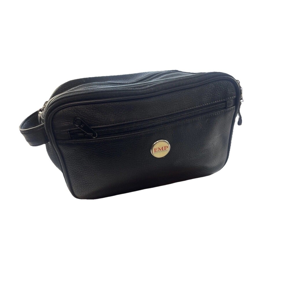 Vtg EMP Leather Toiletry Bag Dopp Kit Shave Bag Emergency Medicine Physicians
